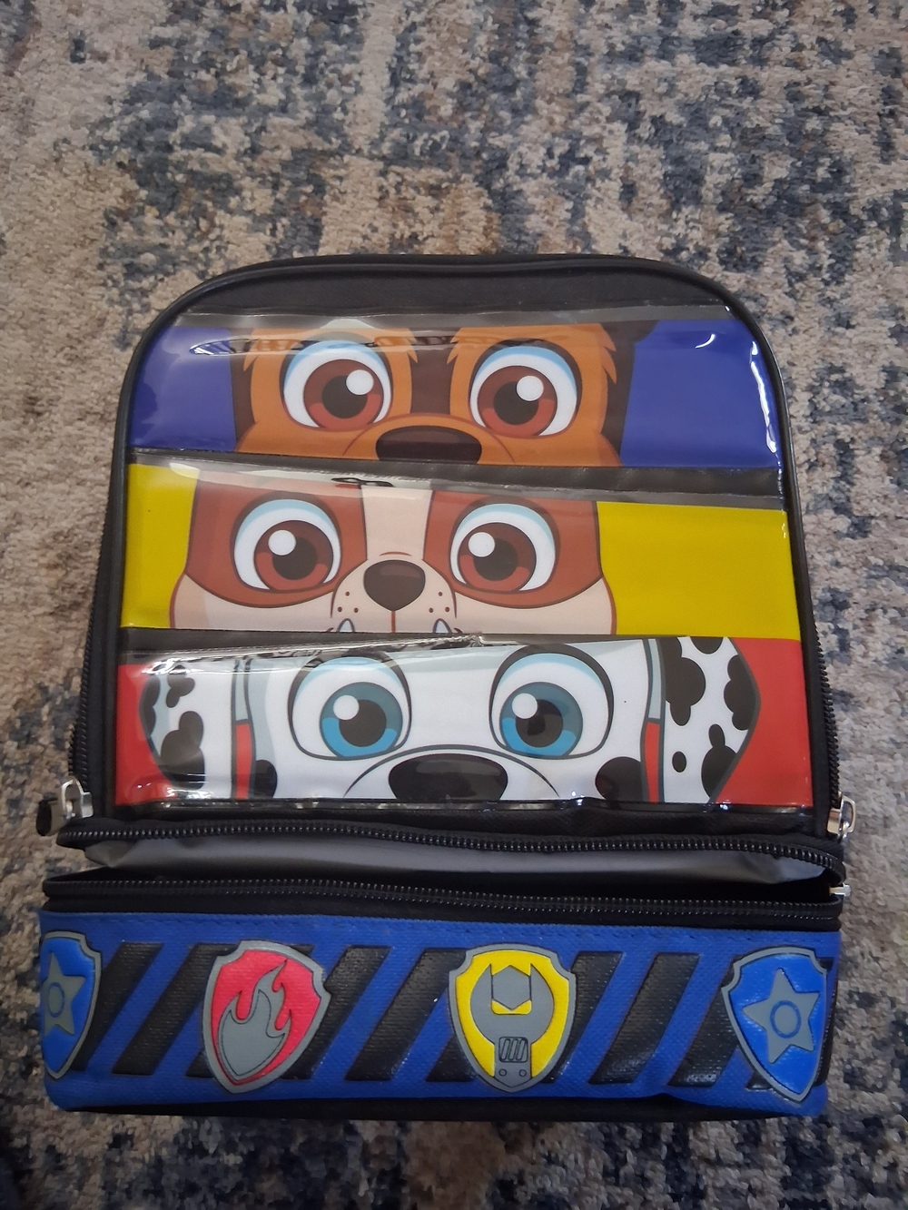 Paw Patrol Kids Lunch Bag in Blue, Yellow & Red with Character Faces